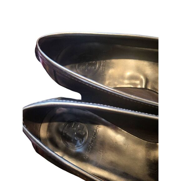 Tory Burch Loafers Women's 7 Pewter Metallic Leather Driving Shoes - Picture 5 of 8
